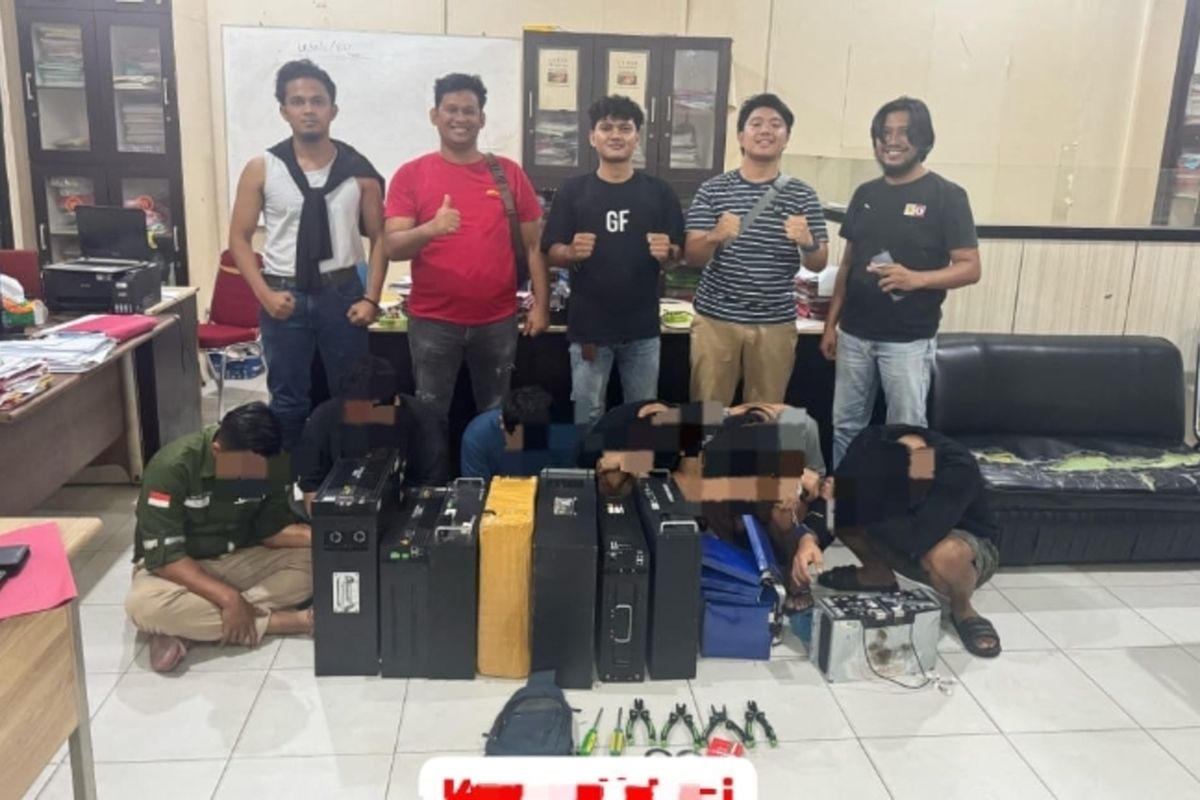 Polisi Meringkus 6 Pencuri Baterai Tower BTS Di Kampar Riau