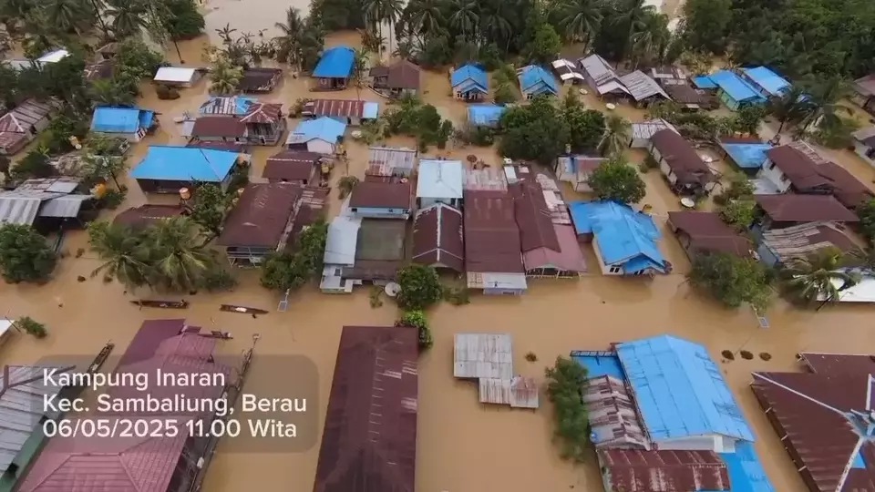 Diguyur Hujan Deras, Ratusan Rumah Di Berau Terendam Banjir Setinggi 1,5 Meter